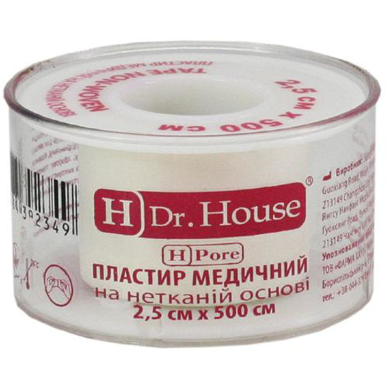 Пластырь медицинский H Dr. House 2.5 см х 500 см на нетканной основе, пластиковая упаковка